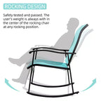 Celebalcony 3 Piece Outdoor Rocking Bistro Set, Textilene Fabric Rocker Chairs Conversation Set with Table for Garden, Balcony, Poolside