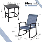 Celebalcony 3 Piece Outdoor Rocking Bistro Set, Textilene Fabric Rocker Chairs Conversation Set with Table for Garden, Balcony, Poolside