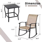 Celebalcony 3 Piece Outdoor Rocking Bistro Set, Textilene Fabric Rocker Chairs Conversation Set with Table for Garden, Balcony, Poolside