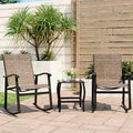 Celebalcony 3 Piece Outdoor Rocking Bistro Set, Textilene Fabric Rocker Chairs Conversation Set with Table for Garden, Balcony, Poolside