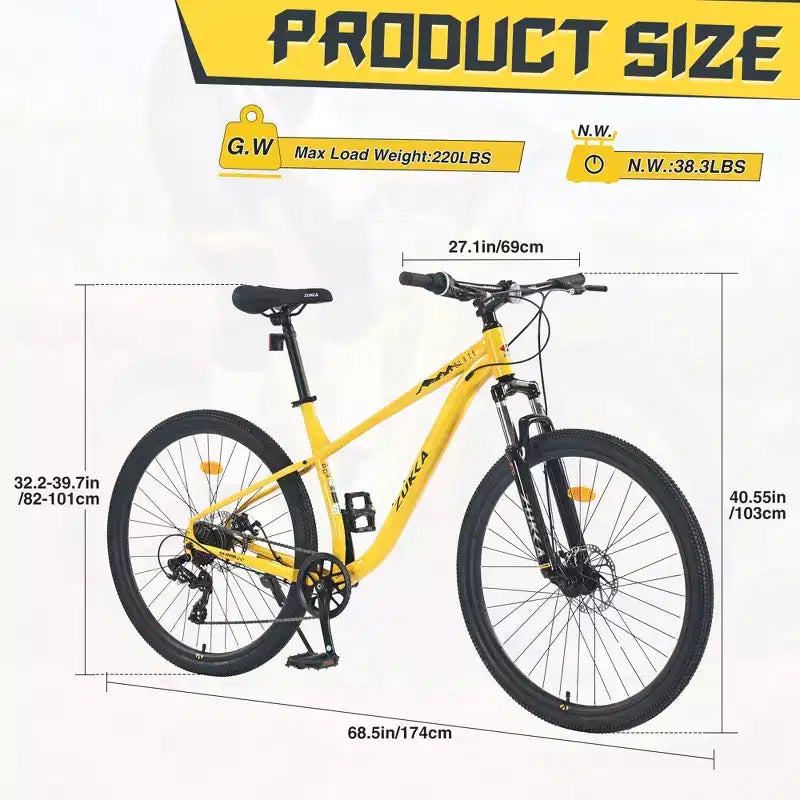 Okak 27.5IN 8 Speed Mountain Bike with Front Suspension, Kids Dirt Bike with Double Disc Brakes, Steel Frame Bicycle for Kid and Adults