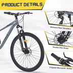 Okak 27.5IN 8 Speed Mountain Bike with Front Suspension, Kids Dirt Bike with Double Disc Brakes, Steel Frame Bicycle for Kid and Adults