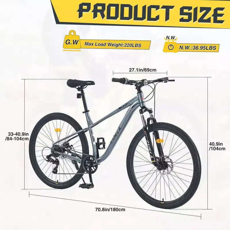 Okak 29IN Single Speed Mountain Bike, Adult Bike with Steel Frame and Front Suspension, Mens Bike for Commuting, Travel, Mountain