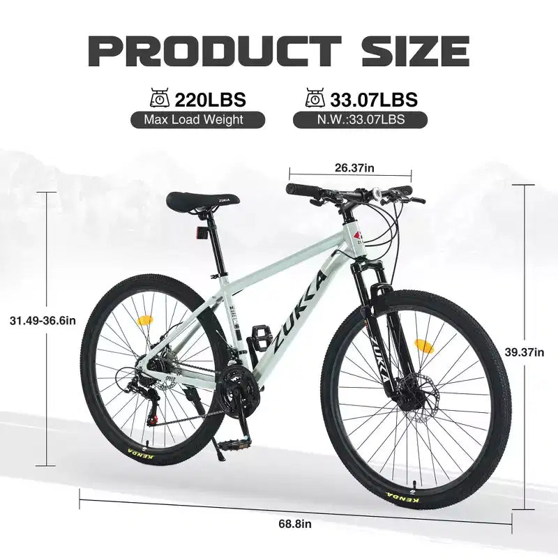 Okak 27.5IN Mountain Bike with Aluminum Alloy Frame, Kids Dirt Bike with 21 Speed Gear and Front Suspension, Bicycle for Kids and Adults