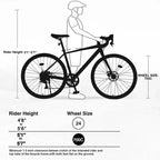 Okak 700C Road Bike with 7 Speed System, Adult Bike with Aluminum Alloy Frame and Rim, Disk Brake Bicycle for Men and Women