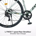 Okak 700C Road Bike with 7 Speed System, Adult Bike with Aluminum Alloy Frame and Rim, Disk Brake Bicycle for Men and Women