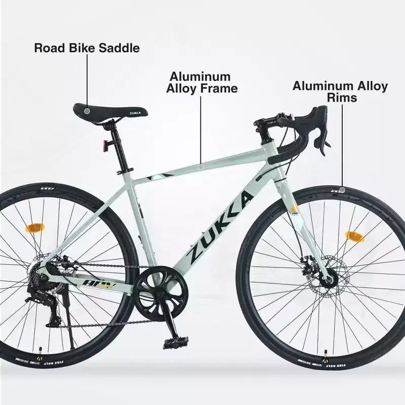 Okak 700C Road Bike with 7 Speed System, Adult Bike with Aluminum Alloy Frame and Rim, Disk Brake Bicycle for Men and Women