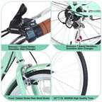 Okak 22IN Cruiser Bikes with Front Basket, Girls Bike with Steel Frame, V-Shape Brake and Comfort Saddles, Adult Bike for Girls and Women