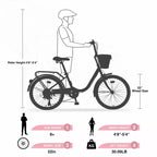 Okak 22IN Cruiser Bikes with Front Basket, Girls Bike with Steel Frame, V-Shape Brake and Comfort Saddles, Adult Bike for Girls and Women