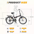Okak 24IN Folding Bike with 7 Speed and Steel Frame, Cruiser Bikes with Rear Shelf and Mudguard, Adult Bike for Traval and Commuting