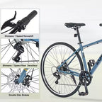 Okak 700C Hybrid Bike with Aluminum Alloy Frame and Double Disc Brakes, Flat Handlebar Road Bike, Adult Bike for Road Cycling and Traval