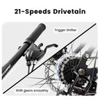 Okak 24 Inch Carbon Steel Mountain Bike with Full Suspension, Mens Bike with 21 Speed Shifter Lever and Disc Brakes, Bicycle for Kids&Adults