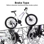 Okak 24/26IN Mountain Bike with 21 Speeds and Dual Disc Brakes, Kids Bike with 100mm Front Suspension, Dirt Bike for Teenagers and Women