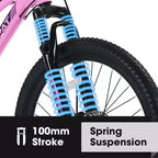Okak 24/26IN Mountain Bike with 21 Speeds and Dual Disc Brakes, Kids Bike with 100mm Front Suspension, Dirt Bike for Teenagers and Women