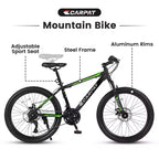 Okak 26IN Mountain Bike with 21 Speeds and Disc Brakes, Kids Dirt Bike with High-Carbon Steel Frame, Mens Bike for Adult & Teenagers