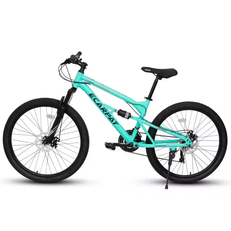 Okak 26IN Mountain Bike with Front and Rear Shock Absorber, 21-Speed Adult Bike with Steel Frame, Mens Bike for Teens and Adults, Blue