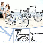 Okak 26IN Single Speed Cruiser Bikes with Steel Frame, Adult Bike with Wide Wheels and Rear Coaster Brakes, Bicycle for Mens and Women