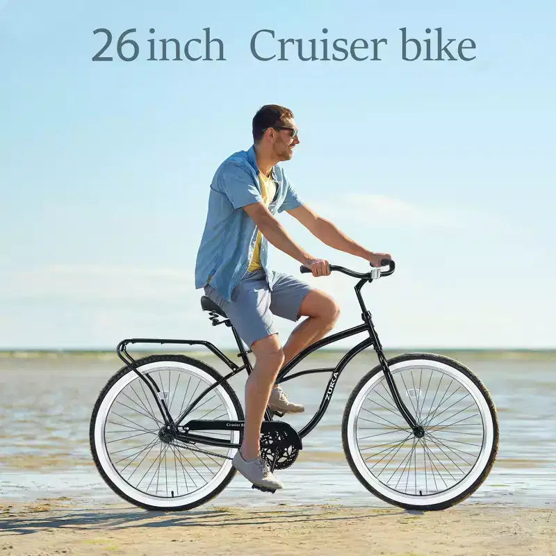 Okak 26IN Single Speed Cruiser Bikes with Steel Frame, Adult Bike with Wide Wheels and Rear Coaster Brakes, Bicycle for Mens and Women