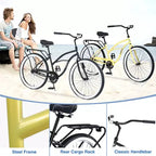 Okak 26IN Single Speed Cruiser Bikes with Steel Frame, Adult Bike with Wide Wheels and Rear Coaster Brakes, Bicycle for Mens and Women