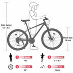 Okak 26IN Adult Bike with 24 Speed and Suspension Fork, Mountain Bike with KENDA Tires and Disk Brake, Fat Tire Bike for Men and Women
