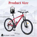 Okak 26IN Adult Bike with 24 Speed and Suspension Fork, Mountain Bike with KENDA Tires and Disk Brake, Fat Tire Bike for Men and Women