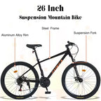 Okak 26IN Adult Bike with 24 Speed and Suspension Fork, Mountain Bike with KENDA Tires and Disk Brake, Fat Tire Bike for Men and Women