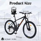 Okak 26IN Adult Bike with 24 Speed and Suspension Fork, Mountain Bike with KENDA Tires and Disk Brake, Fat Tire Bike for Men and Women