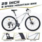 Okak 29IN Mountain Bike with 8 Speed System, Dirt Bike with Steel Frame and Front Suspension, Adult Bike for Men, Women, Boys and Girls