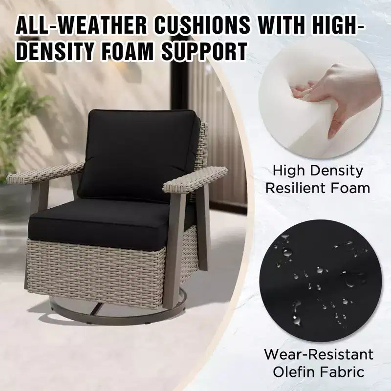 EAGLE PEAK Classic 2-Piece Patio Bistro Set with Swivel Rocker Chair and Side Table, 360 Swivel Wicker Outdoor Furniture