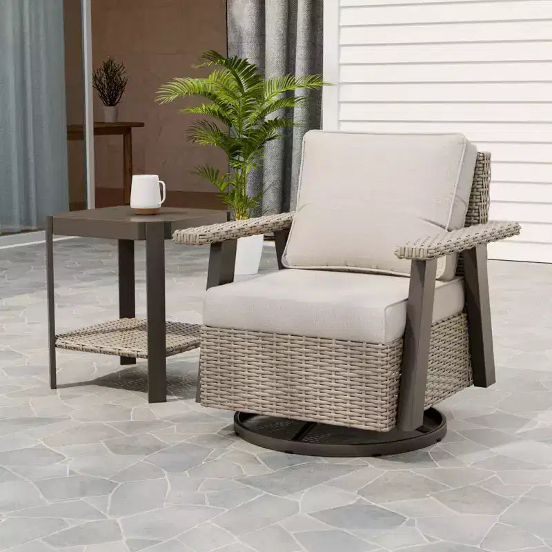 EAGLE PEAK Classic 2-Piece Patio Bistro Set with Swivel Rocker Chair and Side Table, 360 Swivel Wicker Outdoor Furniture
