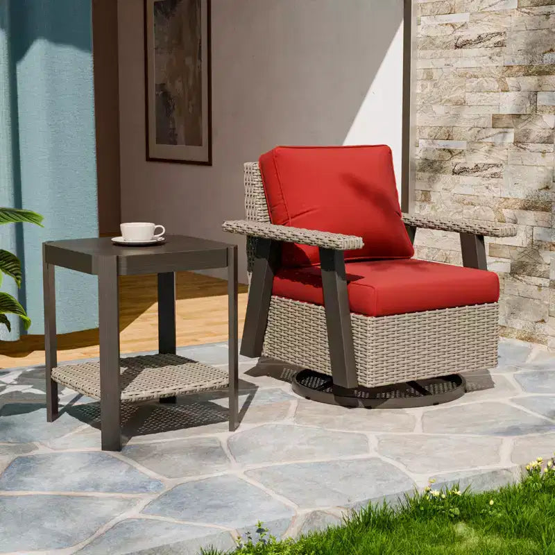 EAGLE PEAK Classic 2-Piece Patio Bistro Set with Swivel Rocker Chair and Side Table, 360 Swivel Wicker Outdoor Furniture