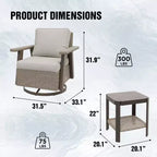 EAGLE PEAK Classic 2-Piece Patio Bistro Set with Swivel Rocker Chair and Side Table, 360 Swivel Wicker Outdoor Furniture