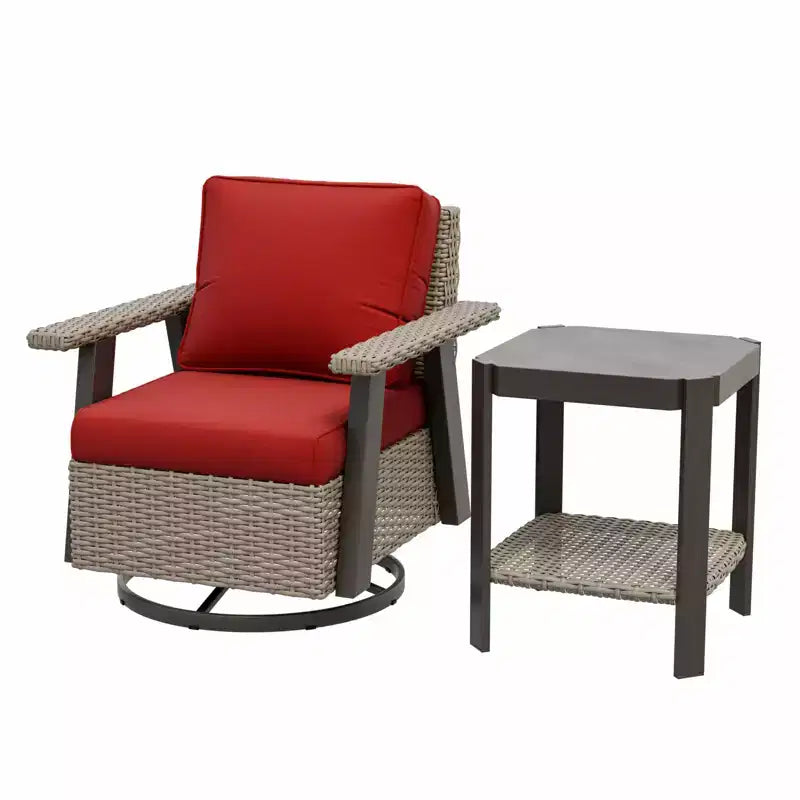 EAGLE PEAK Classic 2-Piece Patio Bistro Set with Swivel Rocker Chair and Side Table, 360 Swivel Wicker Outdoor Furniture