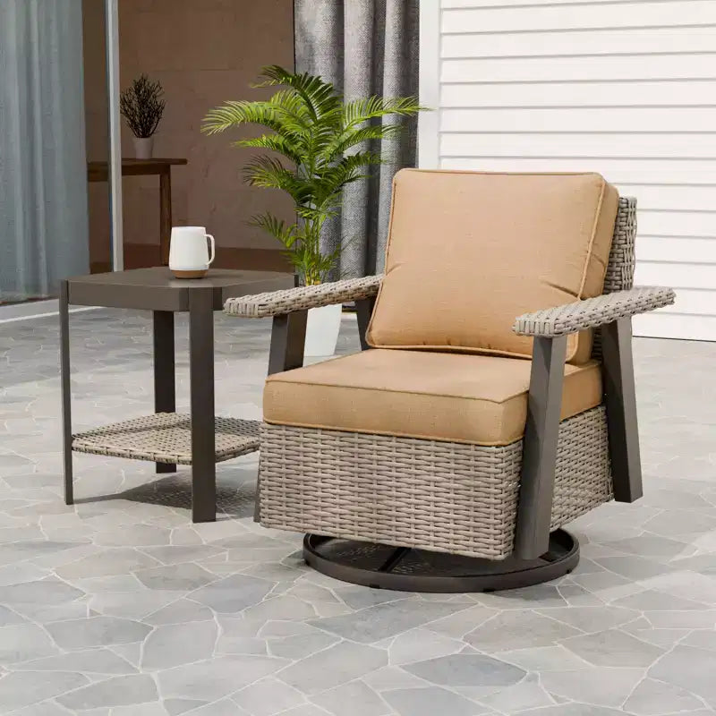 EAGLE PEAK Classic 2-Piece Patio Bistro Set with Swivel Rocker Chair and Side Table, 360 Swivel Wicker Outdoor Furniture