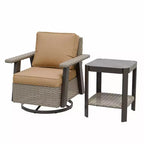 EAGLE PEAK Classic 2-Piece Patio Bistro Set with Swivel Rocker Chair and Side Table, 360 Swivel Wicker Outdoor Furniture