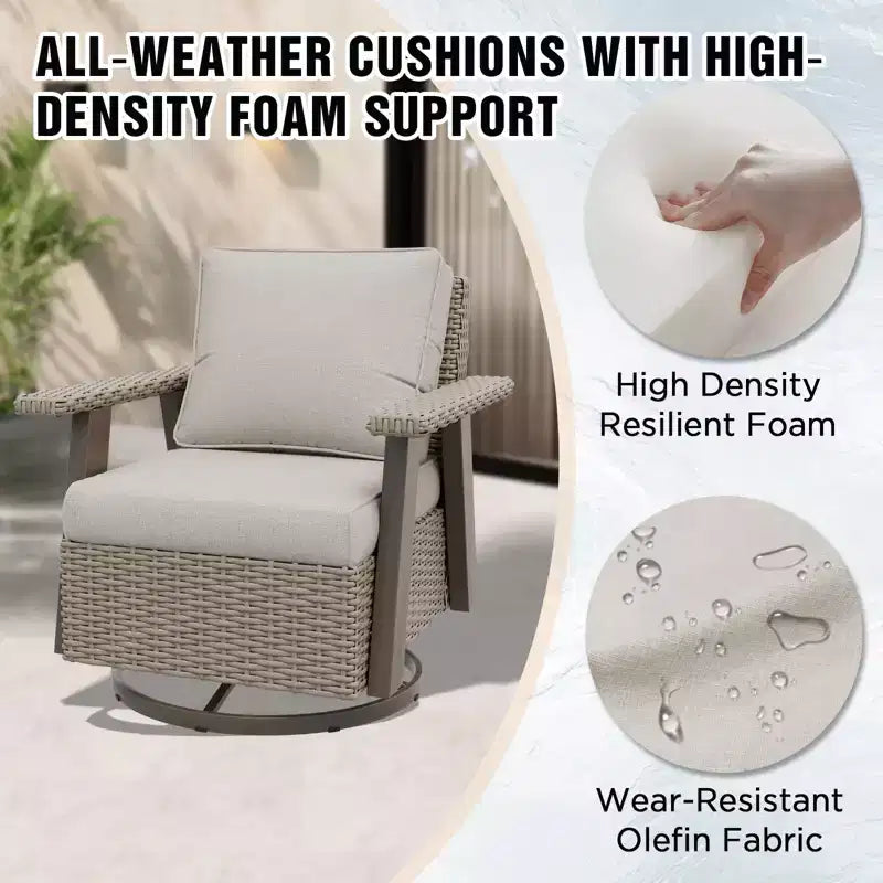 EAGLE PEAK Classic 2-Piece Patio Bistro Set with Swivel Rocker Chair and Side Table, 360 Swivel Wicker Outdoor Furniture