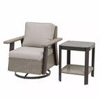 EAGLE PEAK Classic 2-Piece Patio Bistro Set with Swivel Rocker Chair and Side Table, 360 Swivel Wicker Outdoor Furniture