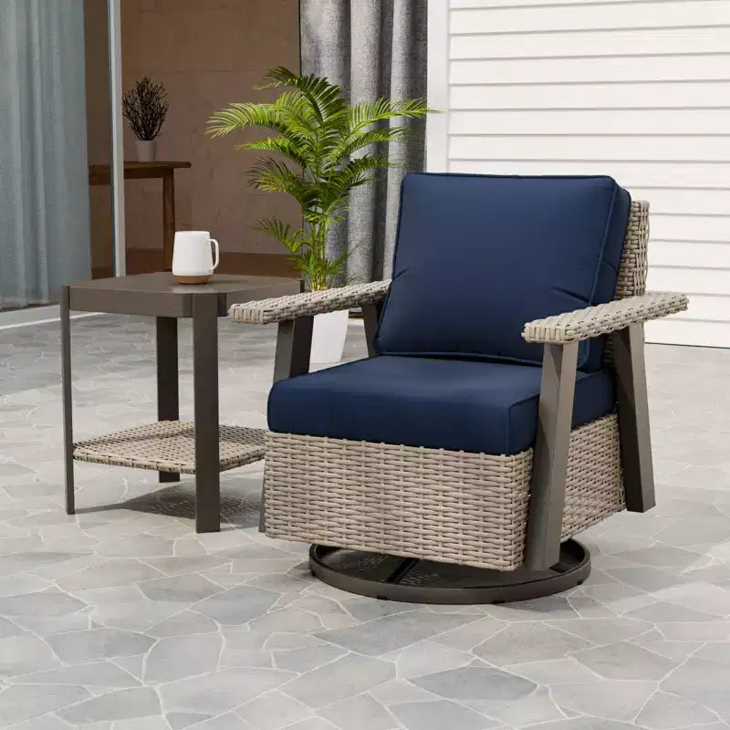 EAGLE PEAK Classic 2-Piece Patio Bistro Set with Swivel Rocker Chair and Side Table, 360 Swivel Wicker Outdoor Furniture