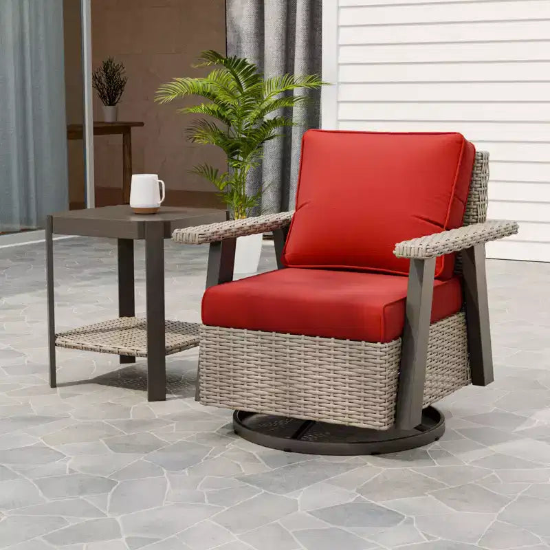 EAGLE PEAK Classic 2-Piece Patio Bistro Set with Swivel Rocker Chair and Side Table, 360 Swivel Wicker Outdoor Furniture