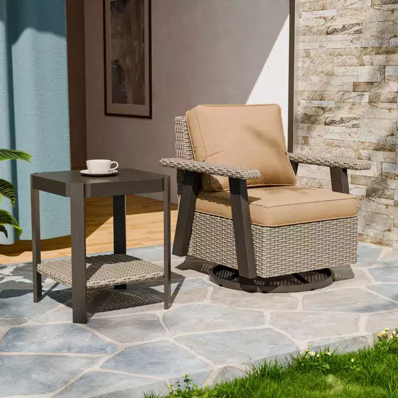 EAGLE PEAK Classic 2-Piece Patio Bistro Set with Swivel Rocker Chair and Side Table, 360 Swivel Wicker Outdoor Furniture