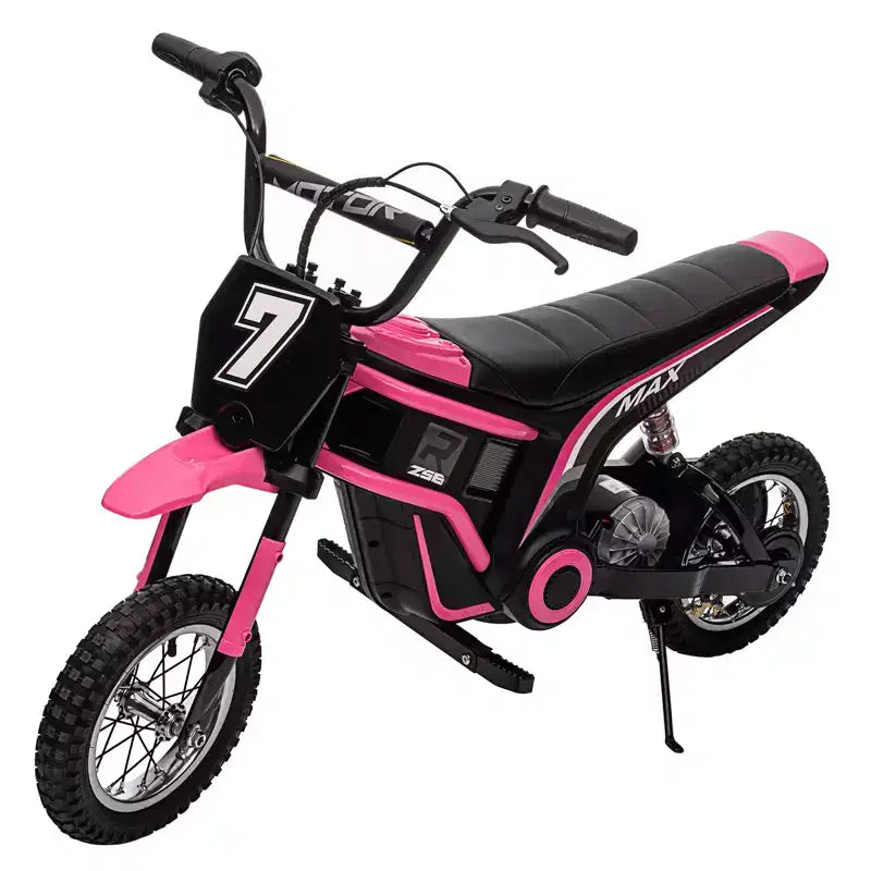 24V Kids Electric Dirt Bike, 350W Motor, 3-Speed Adjustable to 14.29MPH. Off-Road with LED Lights & Music. for Ages 8-14, 135 Lbs Max