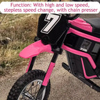 24V Kids Electric Dirt Bike, 350W Motor, 3-Speed Adjustable to 14.29MPH. Off-Road with LED Lights & Music. for Ages 8-14, 135 Lbs Max