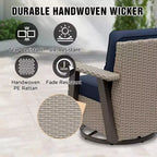 EAGLE PEAK Classic Wicker Patio Bistro Set of 3, Outdoor Furniture with 360 Swivel Rocker Chair and Side Table