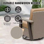 EAGLE PEAK Classic Wicker Patio Bistro Set of 3, Outdoor Furniture with 360 Swivel Rocker Chair and Side Table
