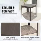 EAGLE PEAK Classic Wicker Patio Bistro Set of 3, Outdoor Furniture with 360 Swivel Rocker Chair and Side Table