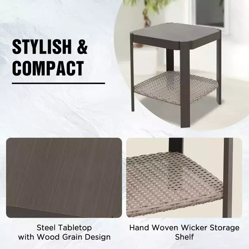 EAGLE PEAK Classic Wicker Patio Bistro Set of 3, Outdoor Furniture with 360 Swivel Rocker Chair and Side Table