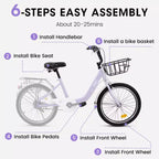 Okak 20IN Kids Bike with Lightweight Steel Frame, Kids Cruiser Bikes with Coaster Brake & V-Brake, Mini Bike with Chain Guard & Rear Rack