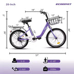 Okak 20IN Kids Bike with Lightweight Steel Frame, Kids Cruiser Bikes with Coaster Brake & V-Brake, Mini Bike with Chain Guard & Rear Rack