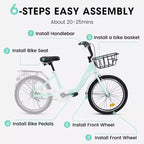 Okak 20IN Kids Bike with Lightweight Steel Frame, Kids Cruiser Bikes with Coaster Brake & V-Brake, Mini Bike with Chain Guard & Rear Rack
