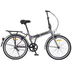 Okak 24IN Folding Bike with Fenders and Dual V-Brake, City Commuter Bicycle with Steel Frame and Shelf, Cruiser Bikes for Men and Women